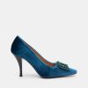 Pumps CANAPE | Petroleum Velvet Decollete