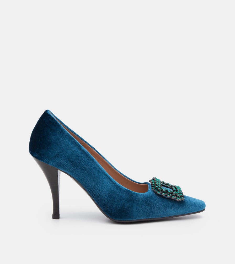 Pumps CANAPE | Petroleum Velvet Decollete