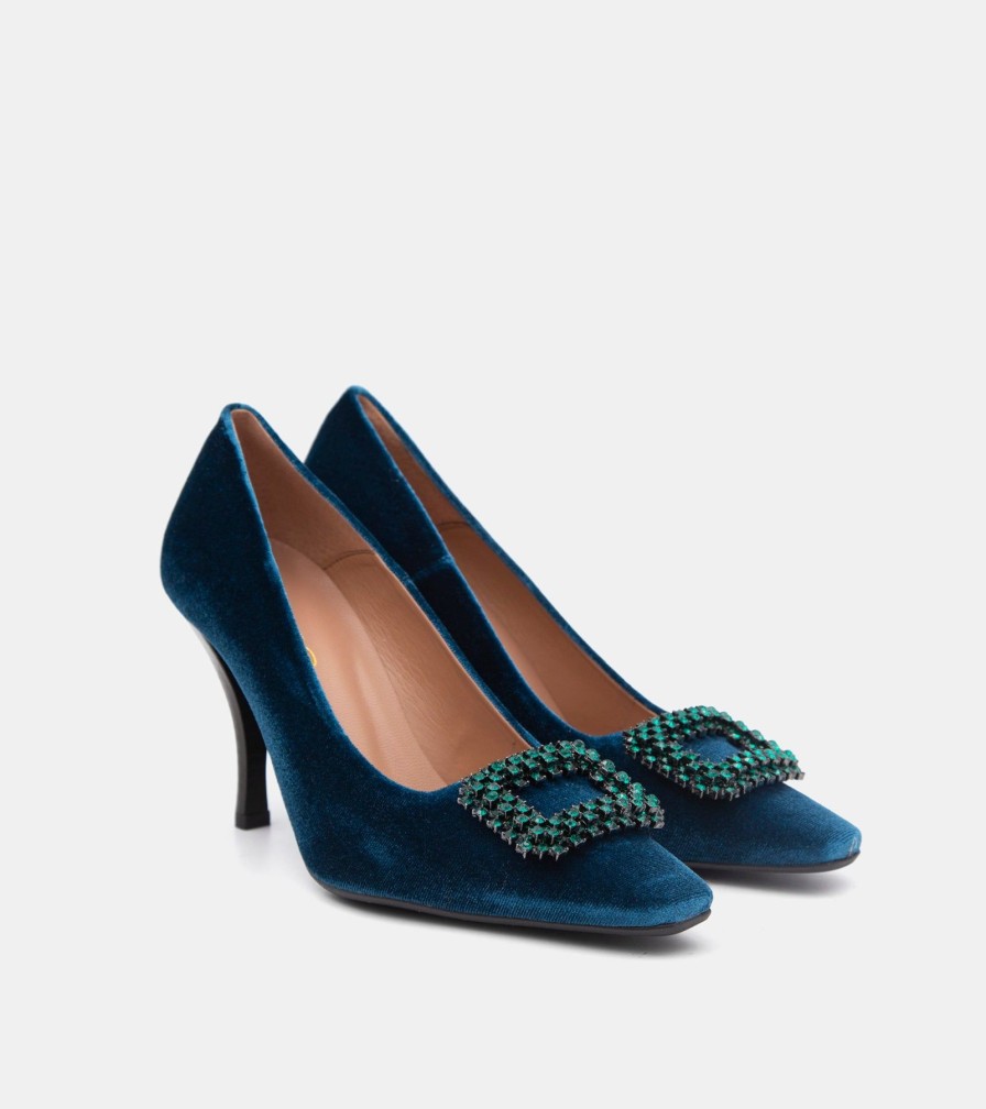 Pumps CANAPE | Petroleum Velvet Decollete