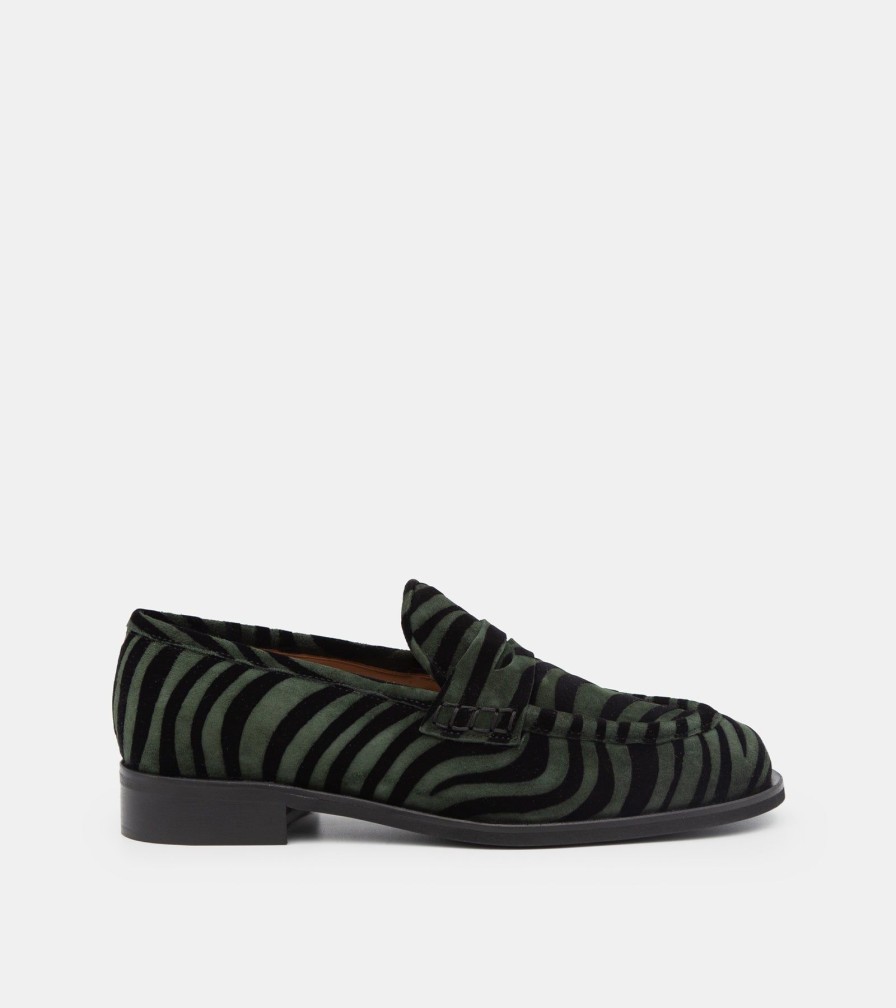 Moccasins MARTINA | Green Zebra Loafers