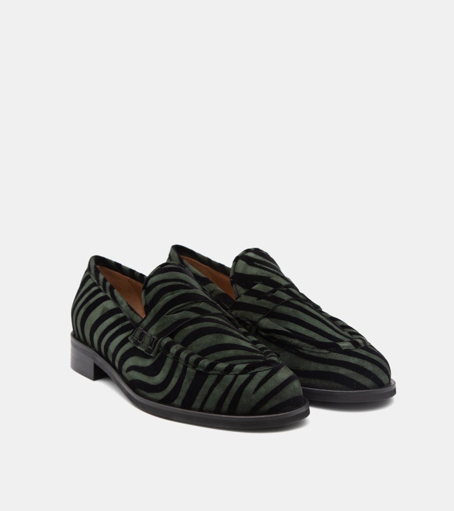 Moccasins MARTINA | Green Zebra Loafers