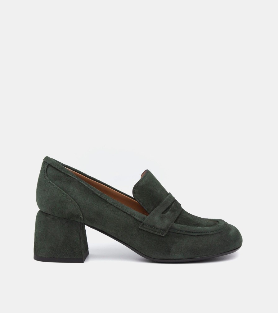 Moccasins MARTINA | Green Suede Loafers