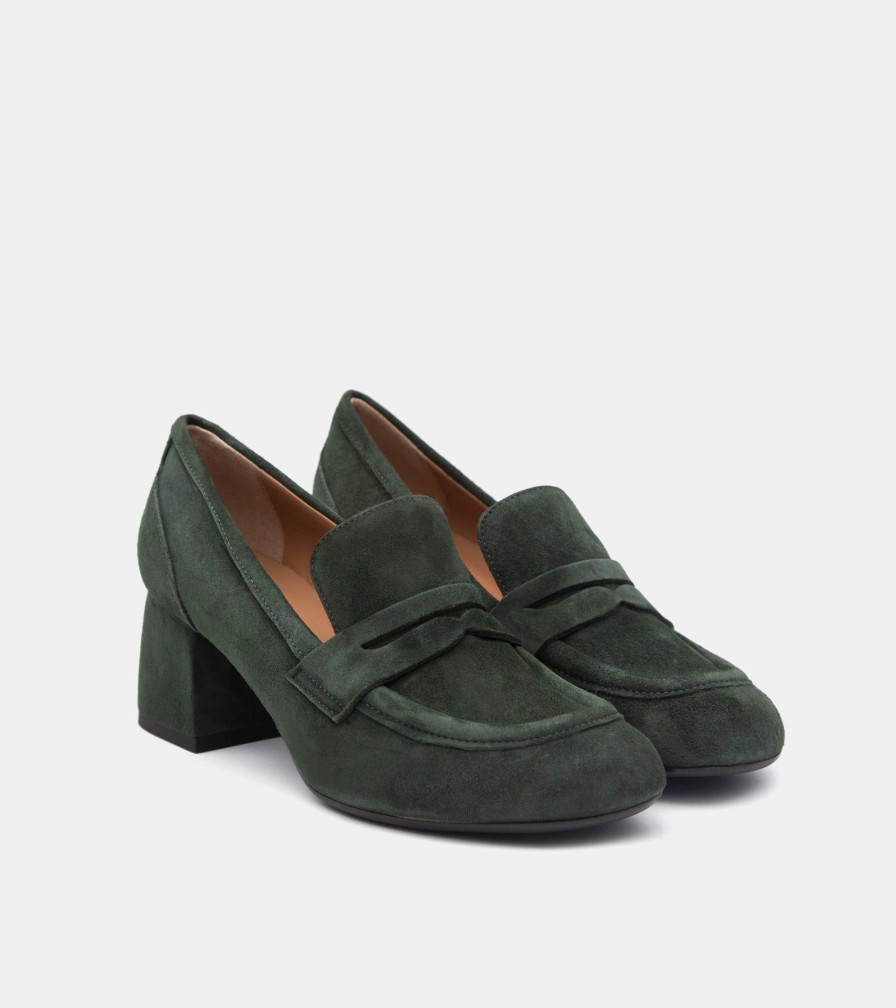 Moccasins MARTINA | Green Suede Loafers