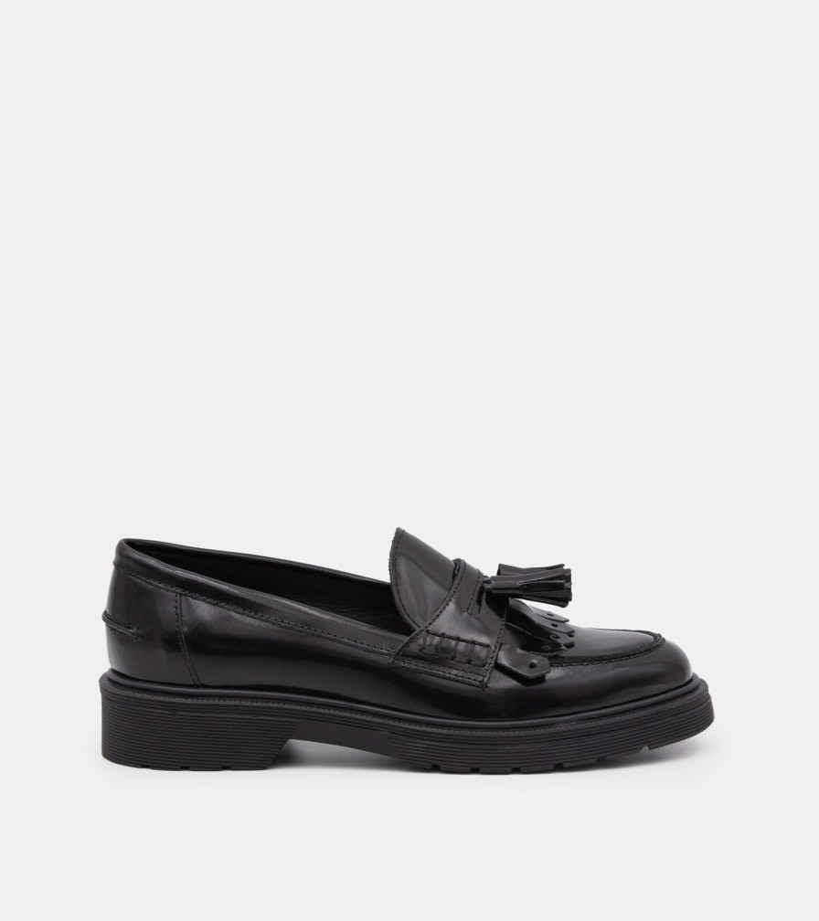 Moccasins JOAN | Black Brushed Loafers