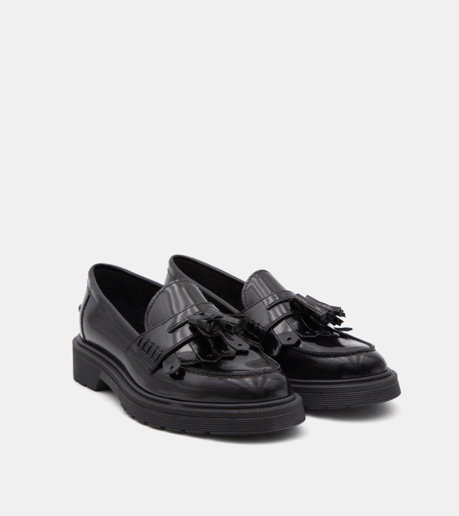 Moccasins JOAN | Black Brushed Loafers