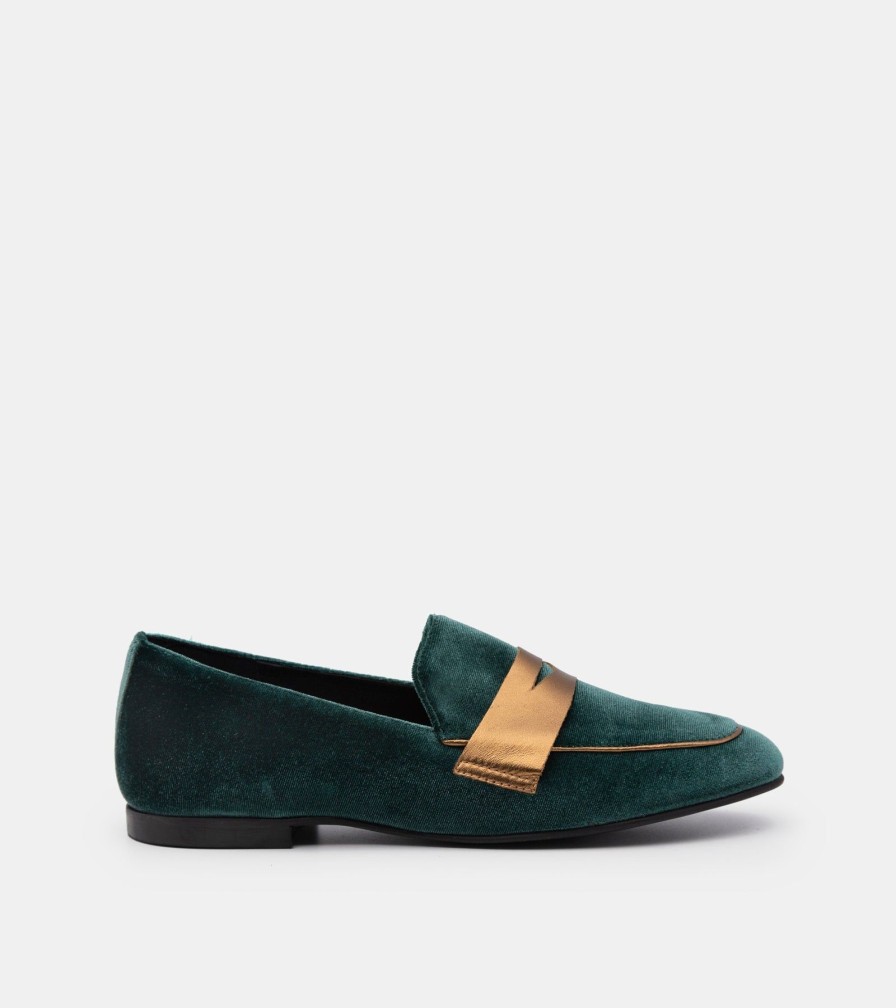 Moccasins ESTER | Green Velvet Loafers