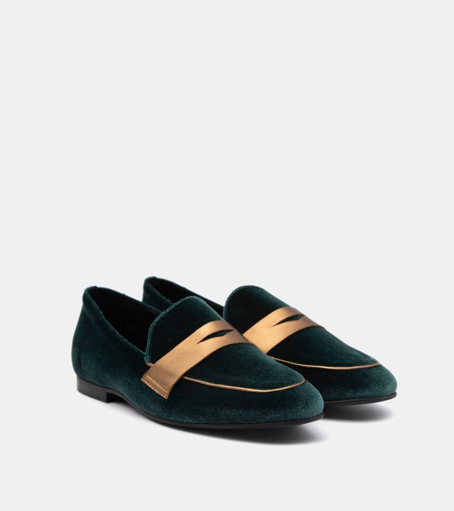 Moccasins ESTER | Green Velvet Loafers