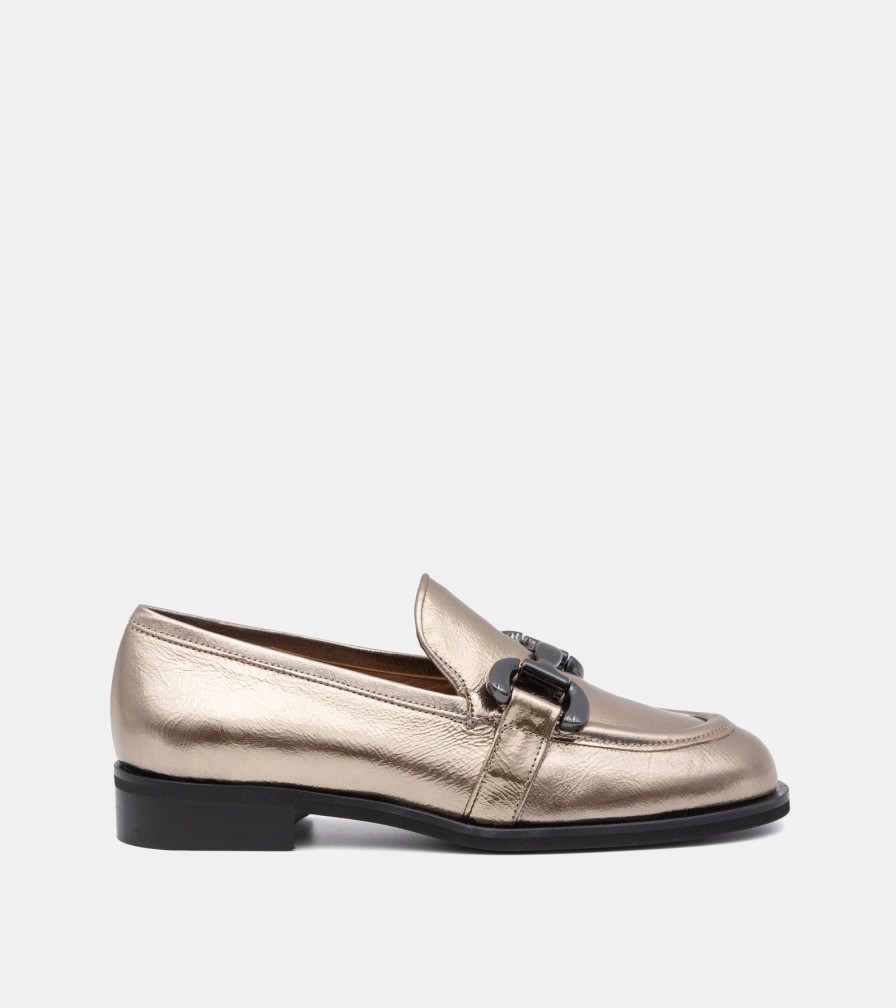 Moccasins MARTINA | Gold Laminated Loafers