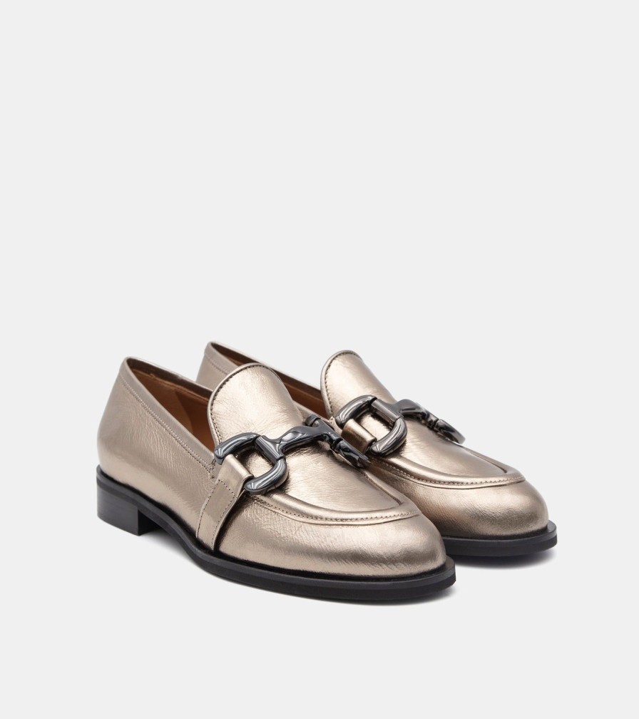 Moccasins MARTINA | Gold Laminated Loafers