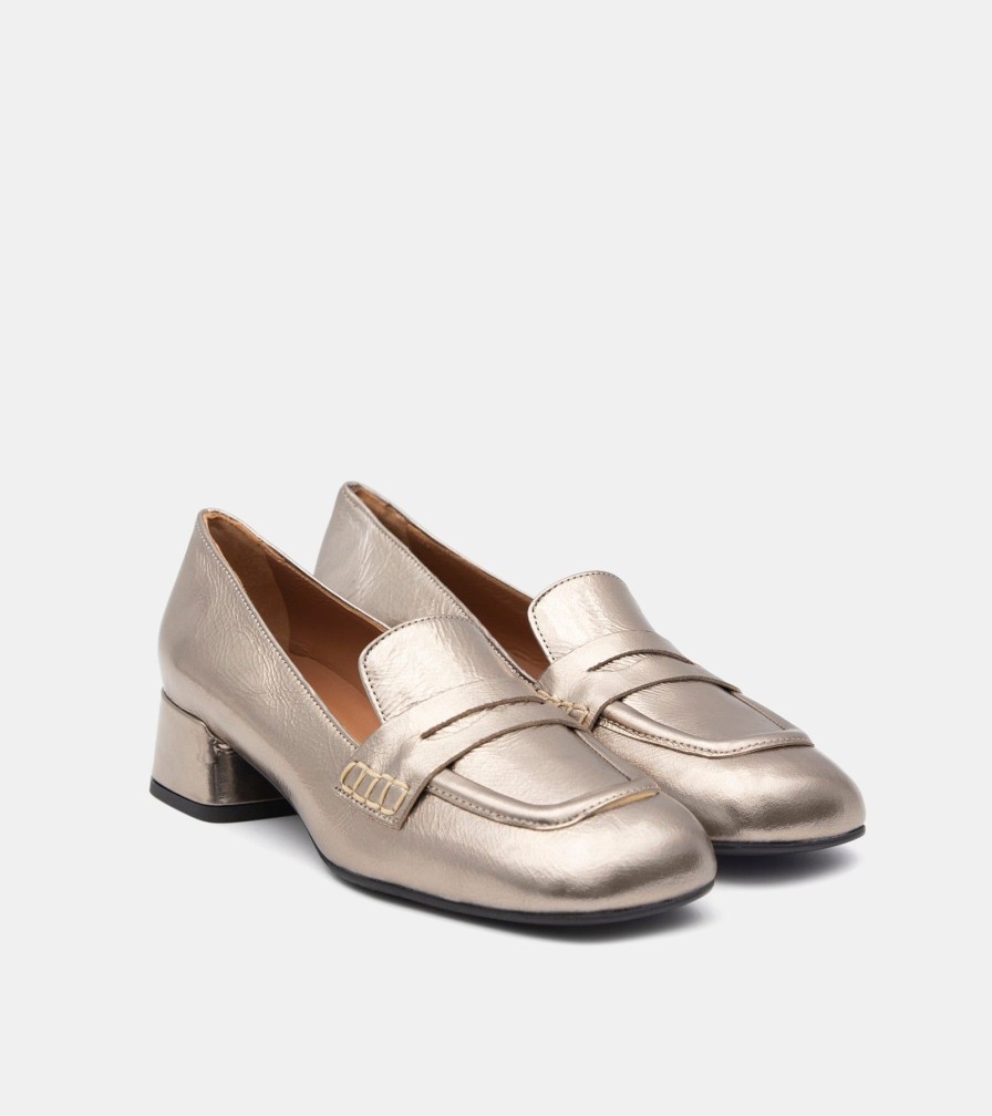 Moccasins MARTINA | Platinum Laminated Loafers