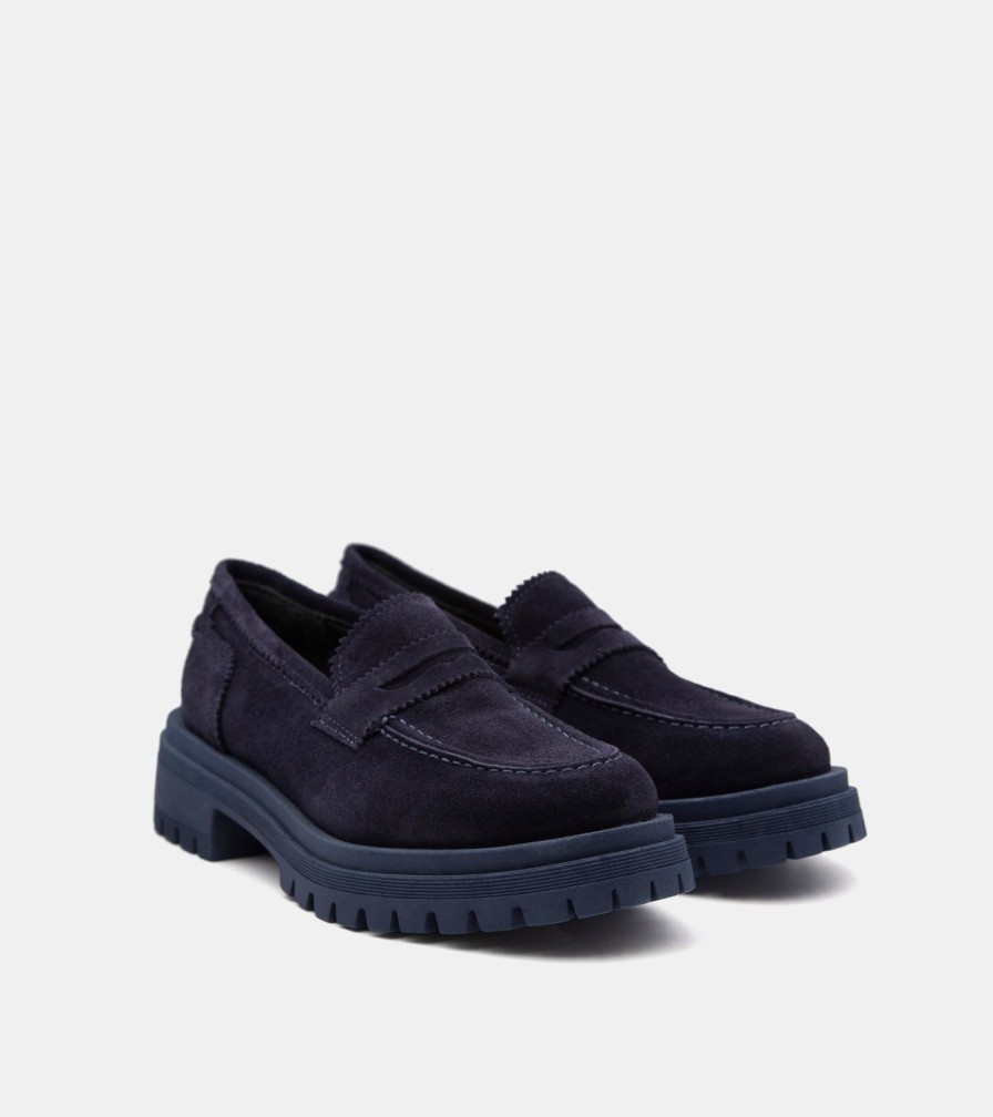 Moccasins CROWN | Blue Suede Loafers