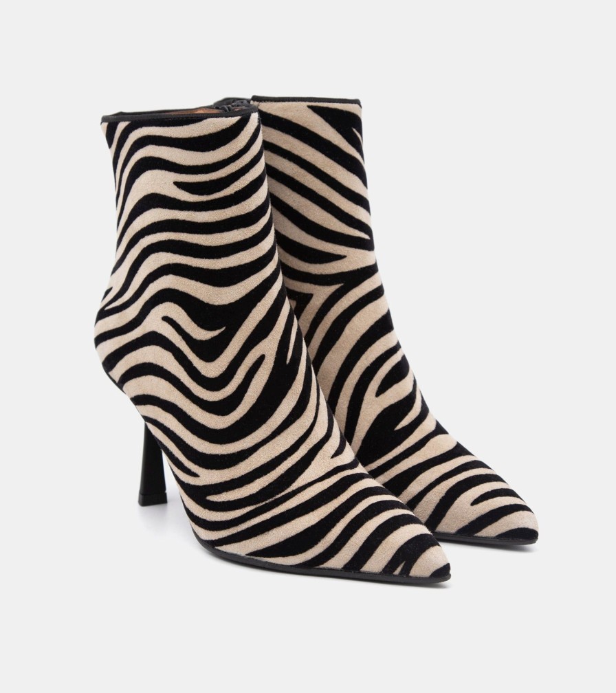 Ankle Boots MARTINA | Beige Zebra Ankle Boots