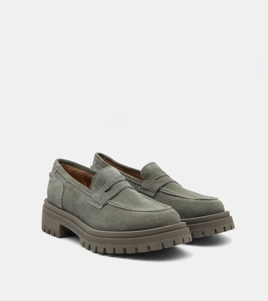 Moccasins CROWN | Green Suede Loafers