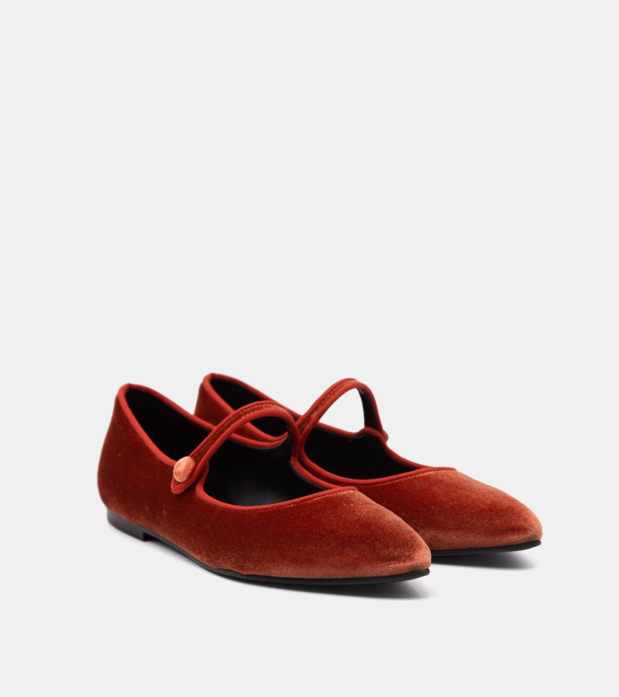 Dancers ESTER | Terracotta Velvet Ballerinas