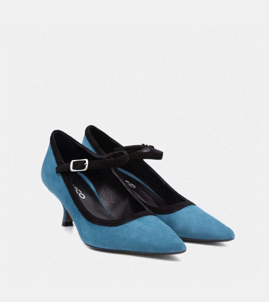 Pumps NOE | Teal Suede Decollete