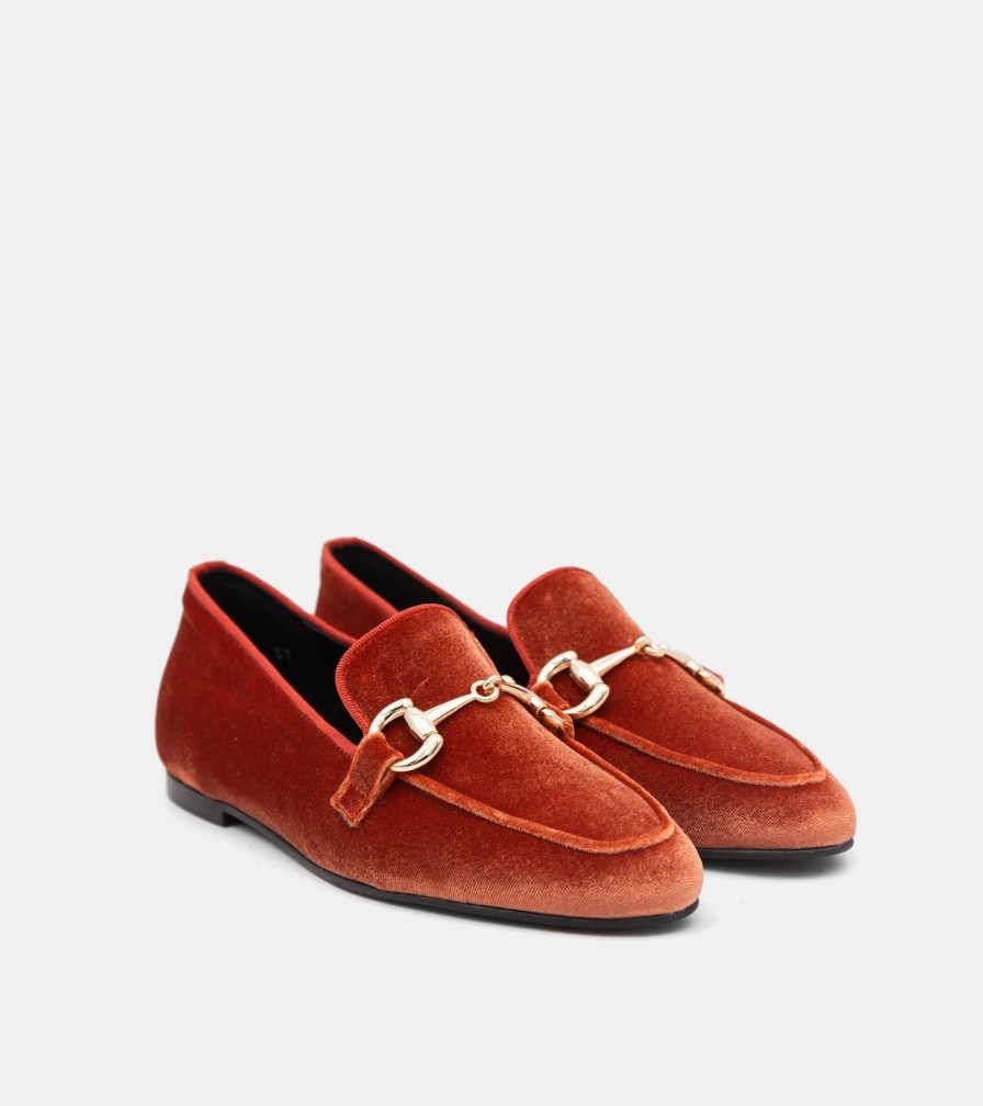 Moccasins ESTER | Terracotta Velvet Loafers