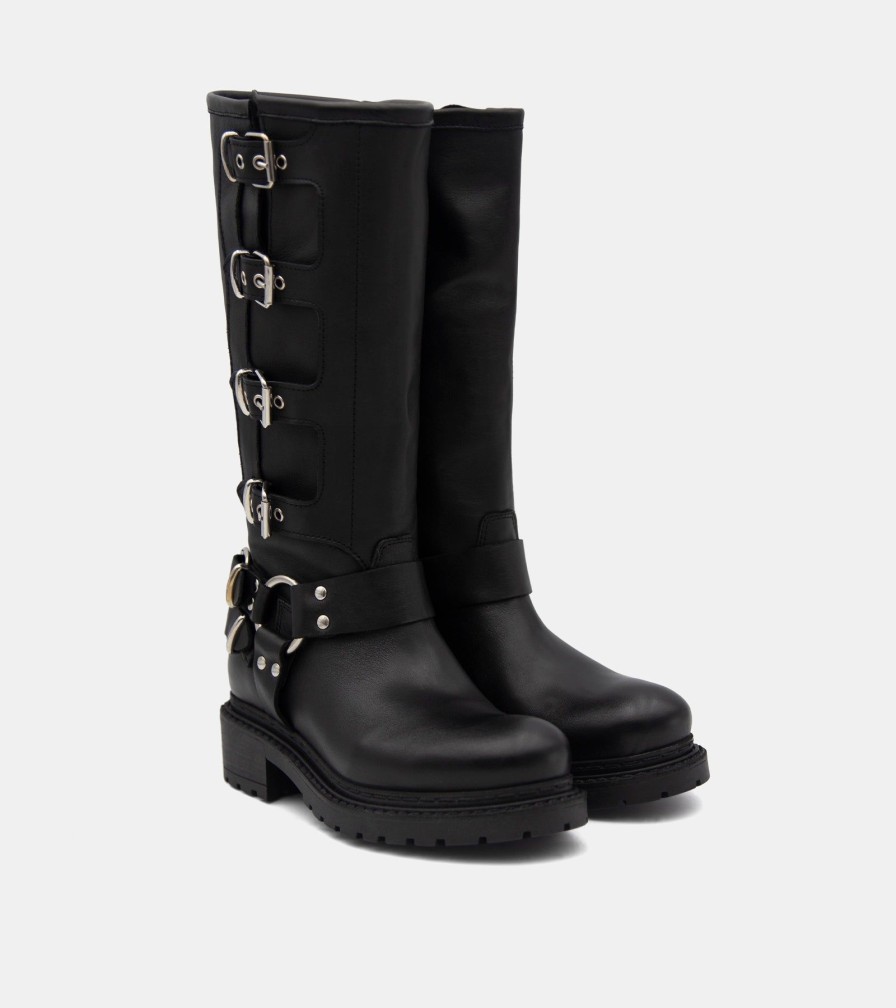 Boots PEZZELLA | Biker Vitello Nero